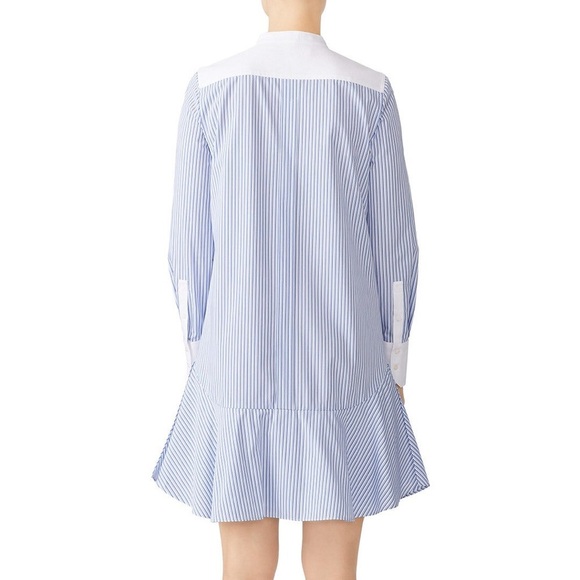 TORY BURCH Cora Cotton Shirt Dress Tunic Blue White Pinstripe Button Down 4 - Picture 5 of 11